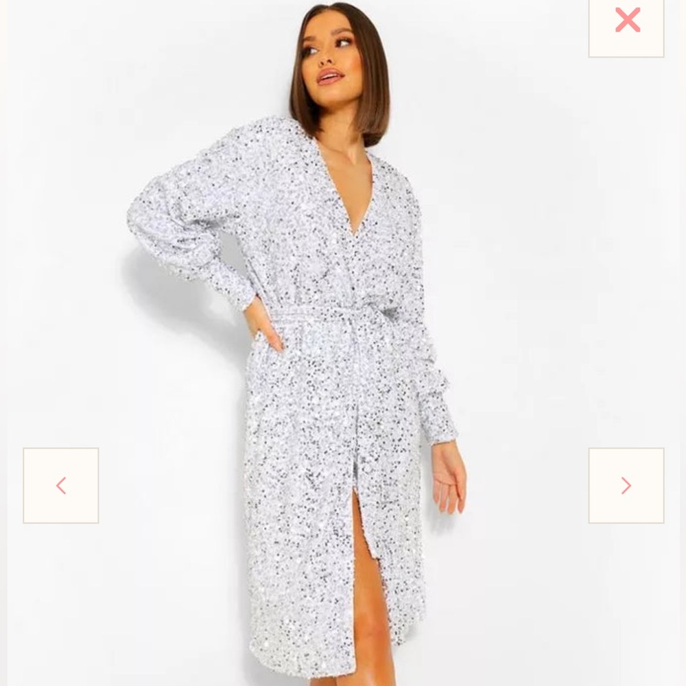 Boohoo Sequin Wrap Dress